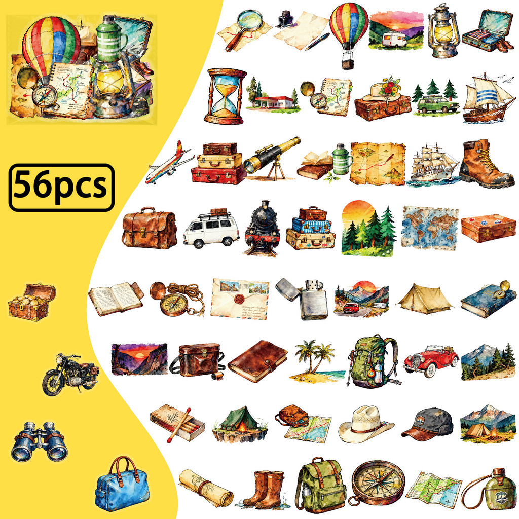 Outdoor Adventure Store - 56 Buah Stiker PET untuk Perjalanan